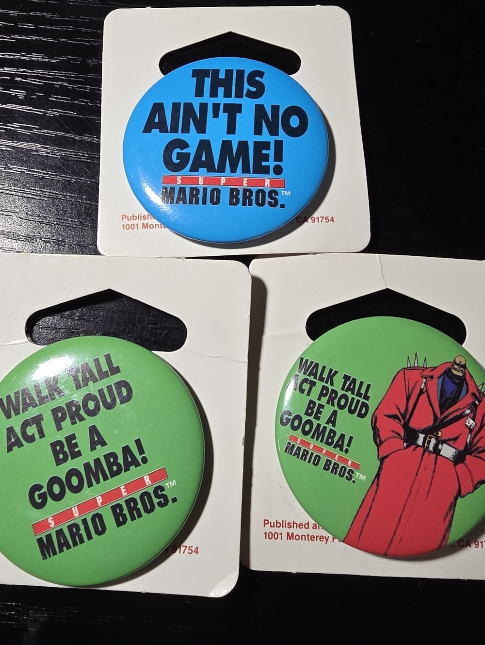 3 Vintage 1993 Super Mario Movie Promo Button Pinback Goomba